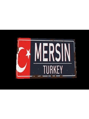 Hayat Poster Mersin Plaka Şehir Posterleri Retro Ahşap Poster