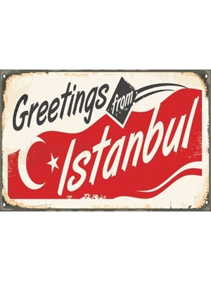 Hayat Poster Istanbuldan Selamlar Retro Ahşap Poster