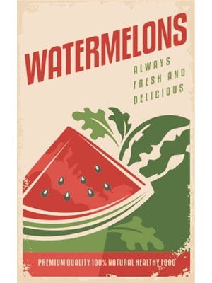 Hayat Poster Taze Karpuz Mutfak Posterleri-18 Retro Ahşap Poster