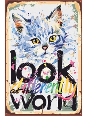 Hayat Poster Yağlıboya Kedi Retro Ahşap Poster 20X30 cm