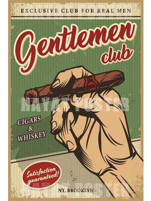 Hayat Poster Centilmen Beyler Kulübü Retro Vintage Ahşap Poster