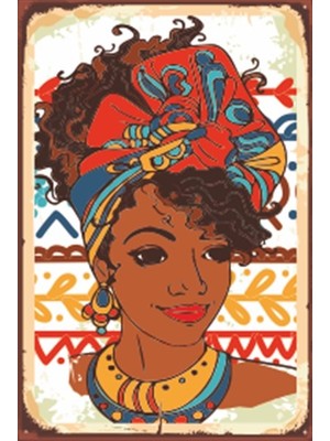 Hayat Poster Afrikalı Kadın Retro Ahşap Poster 20X30 cm