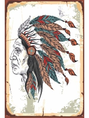 Hayat Poster Kızılderili Retro Ahşap Poster 20X30 cm