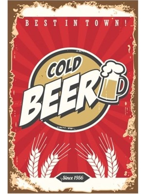 Hayat Poster Cold Beer Retro Vintage Ahşap Poster
