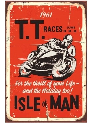 Hayat Poster Motor Yarışı Retro Vintage Ahşap Poster