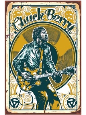 Hayat Poster Rockun Babası Chuck Berry Retro Vintage Ahşap Poster