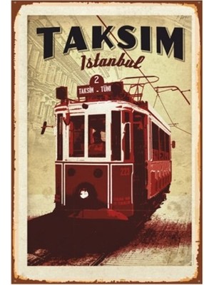 Hayat Poster Istanbul Taksim Retro Vintage Ahşap Poster