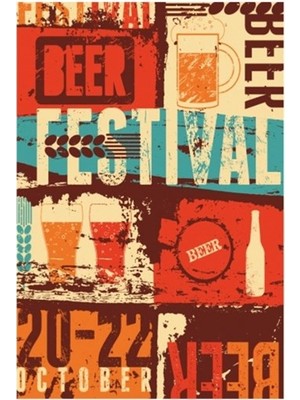 Hayat Poster Beer Festival Retro Vintage Ahşap Poster