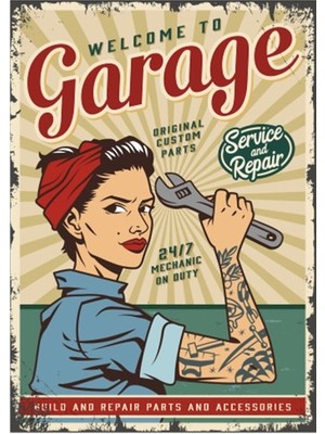 Hayat Poster Garajıma Hoşgeldin Retro Ahşap Poster
