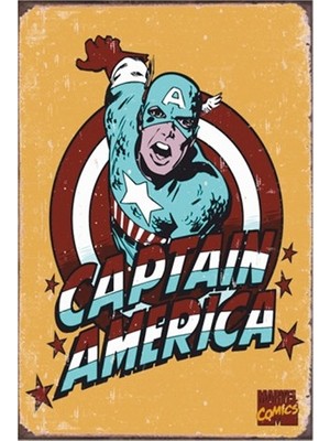 Hayat Poster Captain America Retro Vintage Ahşap Poster
