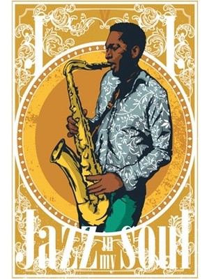 Hayat Poster Jazz Soul Retro Vintage Ahşap Poster