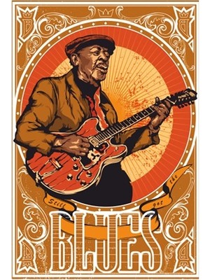 Hayat Poster Blues Retro Vintage Ahşap Poster