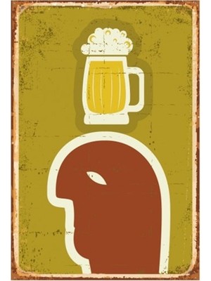 Hayat Poster Ah Bir Bira Olsa Retro Vintage Ahşap Poster