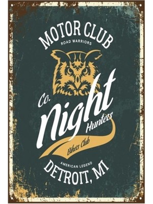 Hayat Poster Gece Binicisi Motor Retro Vintage Ahşap Poster