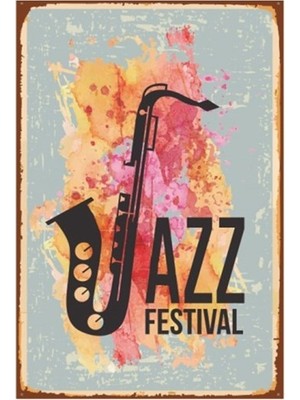 Hayat Poster Jazz Festival Retro Vintage Ahşap Poster