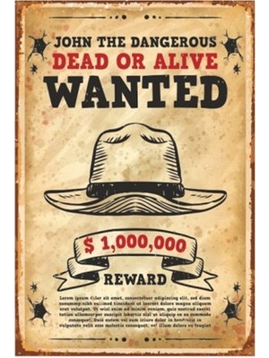 Hayat Poster Wanted Aranıyor Retro Vintage Ahşap Poster