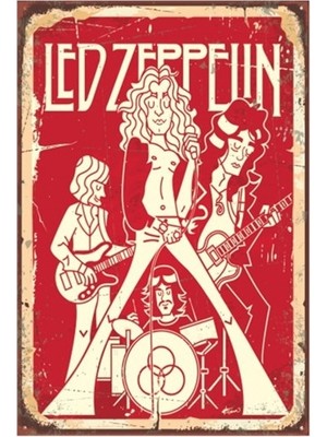 Hayat Poster LED Zeplin Retro Vintage Ahşap Poster