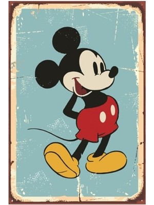 Hayat Poster Disney Micky Mause Retro Vintage Ahşap Poster