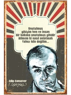 Hayat Poster Edip Cansever Retro Vintage Ahşap Poster