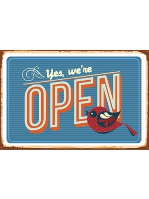 Hayat Poster Açık Open Retro Vintage Ahşap Poster