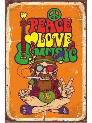 Hayat Poster Hippi Baba Retro Vintage Ahşap Poster