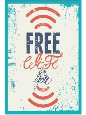 Hayat Poster Free Wifi Retro Vintage Ahşap Poster