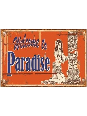 Hayat Poster Cennete Hoşgeldiniz Retro Vintage Ahşap Poster