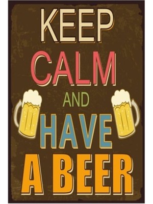 Hayat Poster Keep Calm And Have A Beer Retro Vintage Ahşap Poster