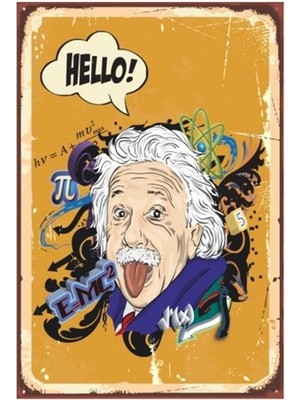 Hayat Poster Einstein  Retro Vintage Ahşap Poster