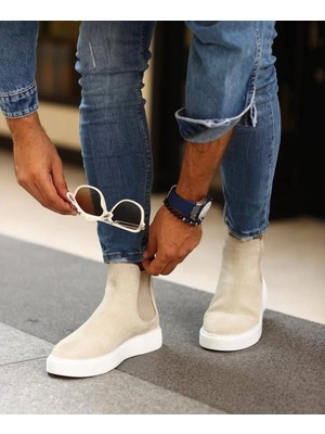 Sail Laker's Yeni Sezon Erkek Eva Taban Deri Chelsea Bot - Bej