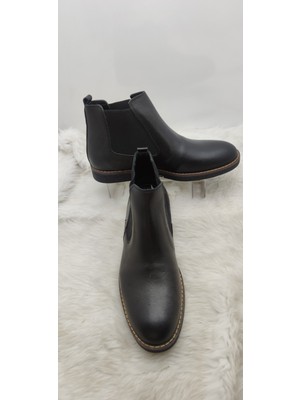 Voyager Siyah  Deri Yanları Lastikli Erkek Chelsea Bot (3502) - Siyah - 42 - ST01132-SİYAH-42