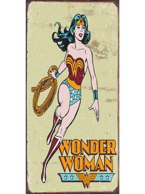 Hayat Poster Wonder Woman Marvel (10 cm x 20 Cm) Retro Mini Ahşap Poster