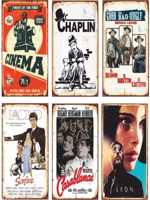Hayat Poster Sinema Temalı 6lı Ahşap Poster Seti-1