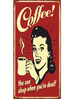 Hayat Poster Coffee Kahve 10 cm x 20 cm Mini Retro Ahşap Poster