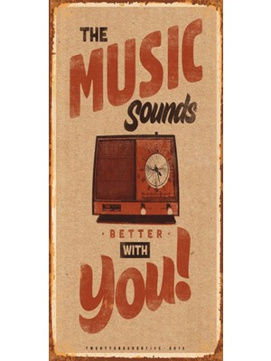 Hayat Poster Müzik 10 cm x 20 cm Mini Retro Ahşap Poster