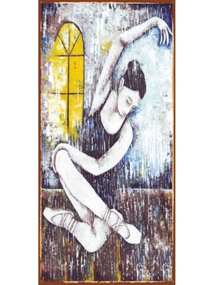 Hayat Poster Balerin 10 cm x 20 cm Mini Retro Ahşap Poster
