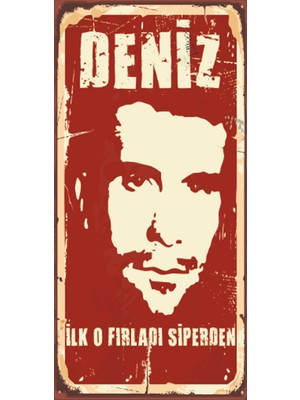 Hayat Poster Deniz Gezmiş (10 cm x 20 Cm) Mini Retro Ahşap Poster