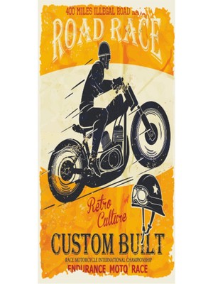 Hayat Poster Road Race Motor (10 cm x 20 Cm) Mini Retro Ahşap Poster