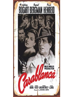 Hayat Poster Casablanca Sinema (10 cm x 20 Cm) Mini Retro Ahşap Poster