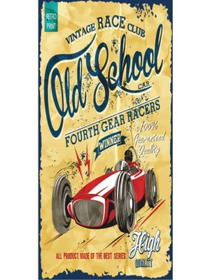 Hayat Poster Yarış Arabası (10 cm x 20 Cm) Mini Retro Ahşap Poster
