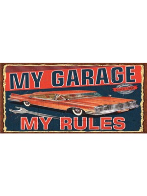 Hayat Poster My Garage My Rules Benim Garajım (10 cm x 20 Cm) Benim Kurallarım Mini Retro