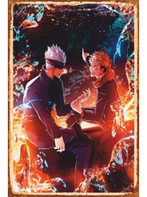 Hayat Poster Jujutsu Kaiesn Anime Retro Ahşap Poster 757