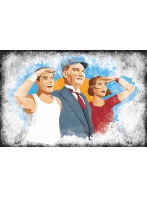 Hayat Poster Çocuklarla Mustafa Kemal Atatürk Serisi 7 Retro Vintage Ahşap Poster