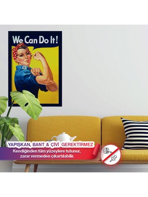 Pi Papers We Can Do It! Yapışkansız Statik Tutunan Inovatif Sihirli Akıllı Kağıt Poster (Kadın Gücü Hareketi)