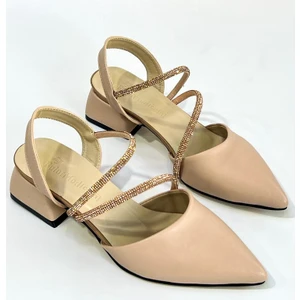 Ten Kadın Iki Taşlı Günlük Abiye Kısa Topuklu Ayakkabı - Ten - 40