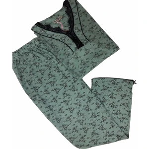 Bayan 4057 Çiçek Desenli Uzunkol Viskon Pijama Takımı