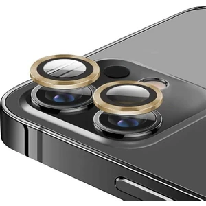 Iphone 11/12/12 Mini Uyumlu Alüminyum Alaşım 3D Kamera Lens Koruyucu Gold [2'li Set]