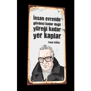 Hayat Poster Yaşar Kemal Mini Retro Ahşap Poster