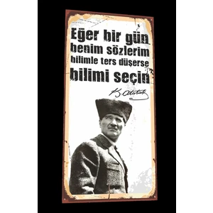 Hayat Poster Mustafa Kemal Atatürk Sözleri Mini Retro Ahşap Poster-5
