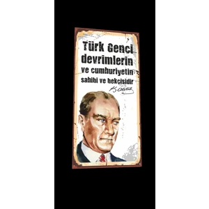 Hayat Poster Mustafa Kemal Atatürk Sözleri Mini Retro Ahşap Poster-2